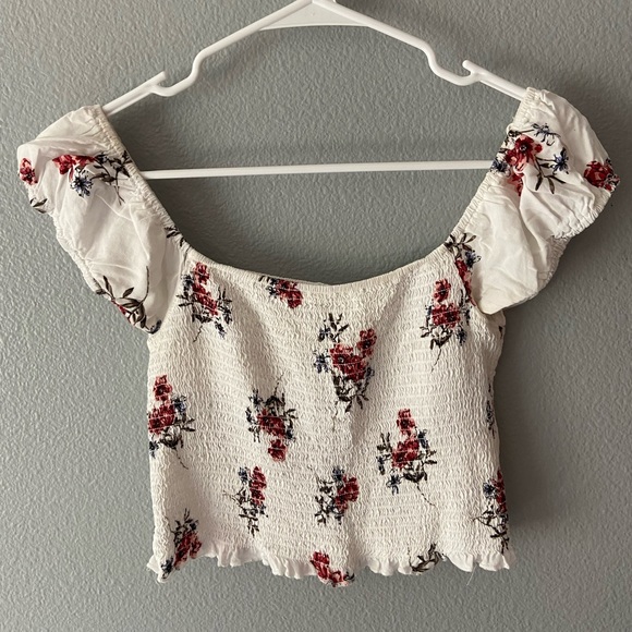 floral off the shoulder cinched top - Picture 1 of 4
